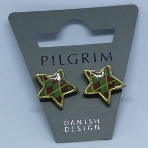 Plaid Star Stud Earrings